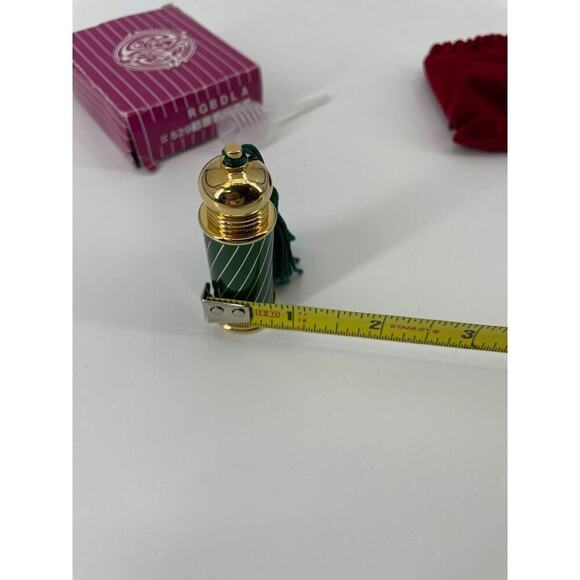 Glass Act Studios Green And Gold Swirl Perfume Bottle w Stopper With Bag - Picture 5 of 7